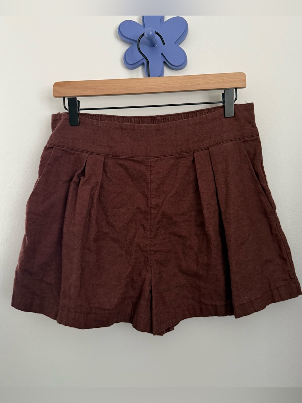 Abercrombie & Fitch Medium Linen Pleated Shorts Brown Relaxed Resort Vacation - Picture 2 of 7